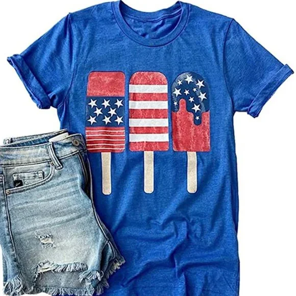 NWOT American Flag Popsicle T-Shirt - Picture 1 of 1